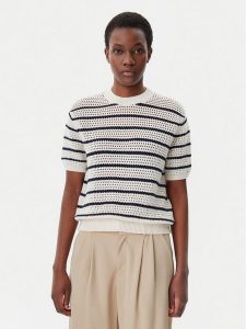 Tommy Hilfiger Sweter Pointelle WW0WW45950 Beżowy Regular Fit. Brązowe swetry klasyczne TOMMY HILFIGER, xxl, z bawełny, bez kołnierzyka. Za 319,99 zł.