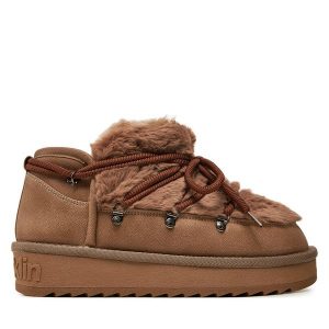 Śniegowce D.Franklin. Brązowe buty zimowe D.Franklin, bez obcasa, bez zapięcia. Za 299,99 zł.