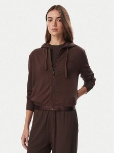 Guess Bluza O6GQ01 KCQP2 Brązowy Regular Fit. Brązowe bluzy Guess, l, z aplikacjami, z syntetyku, bez kaptura. Za 294,99 zł.