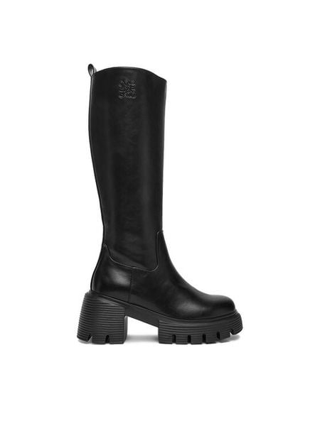 Nine West Kozaki CEO-SUMAYA-01 Czarny. Czarne kozaki Nine West, bez wzorów, z materiału, bez obcasa, na słupku, bez zapięcia. Za 329,99 zł.