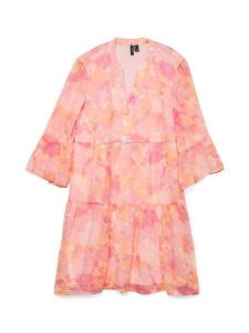 Vero Moda Sukienka w kolorze jasnoróżowo-pomarańczowym rozmiar: M. Pomarańczowe sukienki Vero Moda, m, bez wzorów, z materiału, bez kołnierzyka, bez ramiączek, mini. Za 70,41 zł.