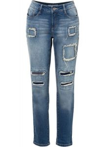 Dżinsy BOYFRIEND, mid waist. Niebieskie jeansy bonprix, bez wzorów, z jeansu. Za 169,99 zł.