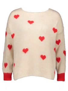 Miss goodlife Sweter w kolorze kremowo-pomarańczowym rozmiar: XL. Brązowe swetry oversize miss goodlife, xl, bez wzorów, z wełny, bez ramiączek. Za 166,88 zł.