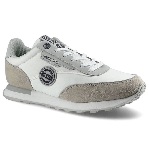 Białe Sneakersy Big Star Damskie Skórzane Półbuty. Szare półbuty Big Star, bez wzorów, z jeansu, bez obcasa, bez zapięcia. Za 169,00 zł.