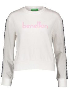 Benetton Bluza w kolorze białym rozmiar: L. Białe bluzy Benetton, l, bez wzorów, z bawełny, bez kaptura. Za 65,85 zł.