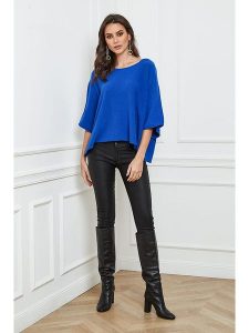 Joséfine Sweter "Lecce" w kolorze niebieskim rozmiar: S. Niebieskie swetry oversize Joséfine, s, bez wzorów, z kaszmiru, bez ramiączek. Za 137,10 zł.