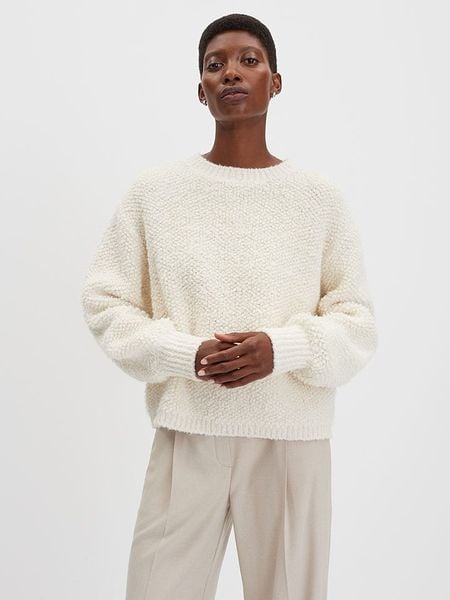 Someday Sweter "Telena" w kolorze kremowym rozmiar: 42. Brązowe swetry oversize someday., bez wzorów, bez ramiączek. Za 236,61 zł.