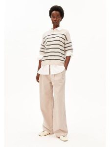 Armedangels Sweter ''Striped'' w kolorze kremowo-szarym rozmiar: M. Brązowe swetry oversize ARMEDANGELS, m, bez wzorów, ze splotem, bez ramiączek. Za 194,95 zł.