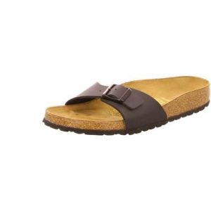 Klapki damskie Birkenstock 040793. Brązowe klapki Birkenstock, bez wzorów, z materiału, bez obcasa. Za 338,36 zł.