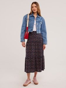 BIG STAR Spódnica w kolorze granatowym ze wzorem rozmiar: M. Niebieskie spódnice Big Star, m, bez wzorów, z wiskozy, retro, maxi. Za 99,99 zł.