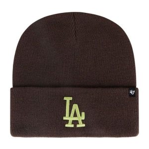 Czapka zimowa miejska Brand 47 Los Angeles Dodgers brązowa. Brązowe czapki 47 Brand, bez wzorów. Za 119,00 zł.