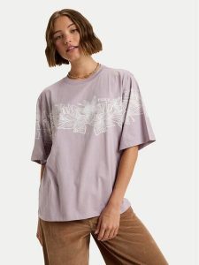 Roxy T-Shirt Hangloose Placed ERJZT06019 Fioletowy Oversize. Fioletowe t-shirty Roxy, m, bez wzorów, z bawełny, bez kołnierzyka, bez ramiączek. Za 139,99 zł.