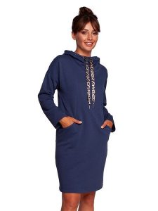 Be Wear Sukienka w kolorze granatowym rozmiar: L. Niebieskie sukienki Be Wear, na co dzień, l, bez wzorów, bez kołnierzyka, bez ramiączek, mini, proste. Za 225,57 zł.
