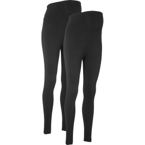Legginsy ciążowe (2 pary) z bawełny organicznej. Czarne legginsy bonprix, bez wzorów, z bawełny. Za 124,99 zł.