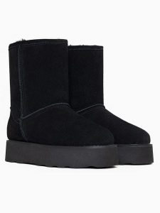 Gooce Skórzane kozaki zimowe "Sawel Waterproof" w kolorze czarnym rozmiar: 40. Czarne kozaki Gooce, na zimę, bez wzorów, z materiału, bez obcasa, na platformie, bez zapięcia. Za 282,99 zł.