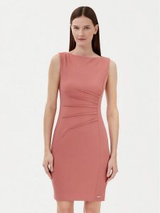 Calvin Klein Sukienka koktajlowa K20K208433 Różowy Slim Fit. Czerwone kombinezony Calvin Klein, bez wzorów, z syntetyku, wizytowe, bez kołnierzyka, bez ramiączek. Za 419,99 zł.