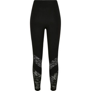Damskie legginsy z wysoką talią Urban Classics lace inset. Czarne legginsy Urban Classics, bez wzorów, z koronki, z podwyższonym stanem. Za 160,50 zł.