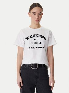 Weekend Max Mara T-Shirt Tenue 2615971051 Biały Regular Fit. Białe t-shirty Weekend Max Mara, s, bez wzorów, z bawełny, bez kołnierzyka, bez ramiączek. Za 288,99 zł.