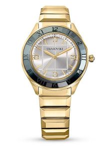 Swarovski Zegarek kwarcowy w kolorze złoto-zielono-białym rozmiar: onesize. Białe, analogowe zegarki Swarovski. Za 817,99 zł.