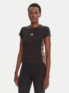 Adidas T-Shirt Animal Print 3-Stripes JM1856 Beżowy Slim Fit. Brązowe t-shirty ADIDAS, s, bez wzorów, z bawełny, bez kołnierzyka, bez ramiączek. Za 149,99 zł.