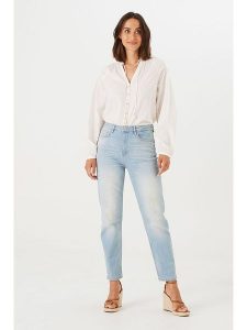 Garcia Dżinsy - Tapered fit - w kolorze błękitnym rozmiar: W28. Niebieskie jeansy Garcia, z aplikacjami, ze skóry, z podwyższonym stanem. Za 122,96 zł.
