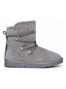 NICEBAY Skórzane botki zimowe "Leala" w kolorze szarym rozmiar: 37. Szare botki NICEBAY, na zimę, bez wzorów, z materiału, bez obcasa, bez zapięcia. Za 239,45 zł.