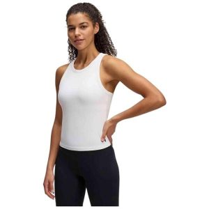 Top treningowy damski Under Armour Motion High Neck Tank. Białe topy Under Armour, xl, bez wzorów, bez kołnierzyka, bez ramiączek. Za 109,99 zł.