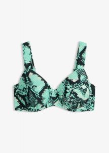 Biustonosz bikini minimizer z wyściełanymi ramiączkami. Zielone bikini bonprix, bez wzorów. Za 77,99 zł.