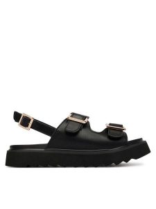 REPLAY Sandały GWF5D .000.C0008S Czarny. Czarne sandały Replay, bez wzorów, ze skóry, bez obcasa, na płaskiej podeszwie, bez zapięcia. Za 309,99 zł.