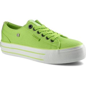 Zielone Trampki Big Star Buty Damskie Półbuty. Zielone półbuty Big Star, bez wzorów, z dresówki, bez obcasa, na platformie, bez zapięcia. Za 95,50 zł.