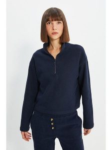 Trendyol Bluza w kolorze granatowym rozmiar: L. Niebieskie bluzy Trendyol, l, bez wzorów, bez kaptura. Za 70,24 zł.