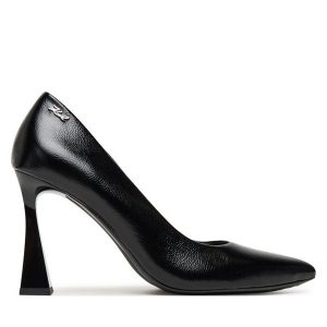 Półbuty KARL LAGERFELD. Czarne półbuty KARL LAGERFELD, bez wzorów, bez obcasa, na obcasie, bez zapięcia. Za 499,99 zł.