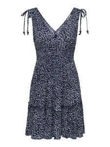 ONLY Sukienka letnia Fernanda 15373070 Granatowy Regular Fit. Niebieskie sukienki ONLY, na lato, xs, bez wzorów, z wiskozy, bez kołnierzyka, bez ramiączek. Za 159,99 zł.