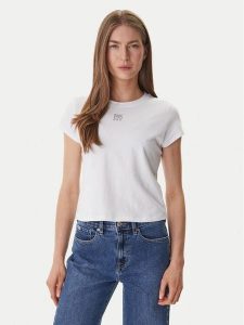 DKNY T-Shirt DJ6T1740 Biały Regular Fit. Białe t-shirty DKNY, l, bez wzorów, z bawełny, bez kołnierzyka, bez ramiączek. Za 179,99 zł.