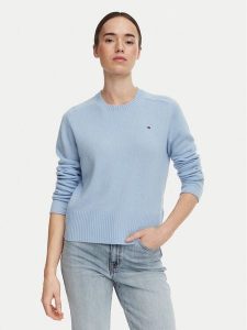 Tommy Hilfiger Sweter WW0WW51432 Niebieski jasny Regular Fit. Niebieskie swetry klasyczne TOMMY HILFIGER, xl, z wełny, bez kołnierzyka. Za 502,99 zł.