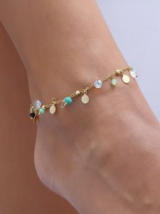 Luja Bijoux Pozłacana bransoletka z elementami ozdobnymi na kostkę rozmiar: onesize. Żółte bransoletki Luja Bijoux, z kryształem, pozłacane. Za 70,24 zł.