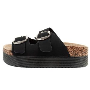 Klapki Lee Cooper LCW-25-35-3493L czarne. Czarne klapki bez wzorów, z materiału, bez obcasa, na platformie. Za 212,19 zł.