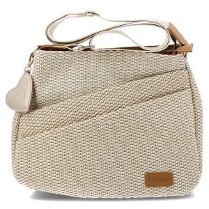 Torebka damska Rieker, z tekstylnego materiału o wyraźnej plecionej strukturze z regulowanym paskiem na ramię ozdobną zawieszką praktyczną kieszenią. Brązowe listonoszki Rieker, bez wzorów, na ramię, bez dodatków. Za 249,00 zł.