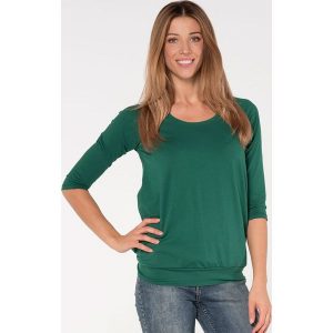 Bluzka w kolorze zielonym do karmienia. Zielone bluzki marki Cool Mama, z okrągłym kołnierzem. W wyprzedaży za 92,95 zł.