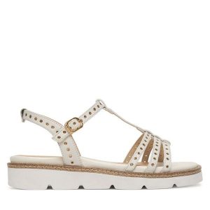 Sandały Tamaris. Białe sandały Tamaris, bez wzorów, bez obcasa, na płaskiej podeszwie, bez zapięcia. Za 369,99 zł.