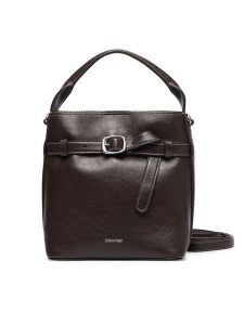 Calvin Klein Torebka Buckle Mini Bucket Crossbody LV04F3550G Brązowy. Brązowe torebki klasyczne Calvin Klein, bez wzorów, ze skóry, bez dodatków. Za 569,99 zł.