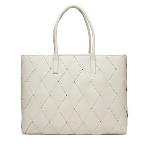 Torebka Calvin Klein. Białe shopper bag Calvin Klein, bez wzorów, bez dodatków. Za 459,99 zł.