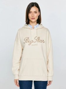 Bluza damska z kapturem kremowa Raisa 103. Białe bluzy Big Star, l, bez wzorów, z dresówki, z kapturem. Za 249,99 zł.