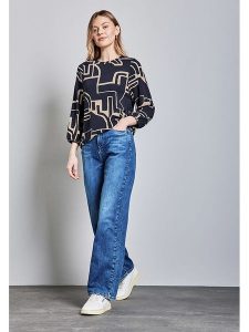 Street One Bluzka w kolorze granatowo-kremowym rozmiar: 40. Niebieskie bluzki Street One, bez wzorów, street, bez kołnierzyka, bez ramiączek. Za 113,90 zł.