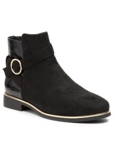 Jenny Fairy Botki WS5121-02 Czarny. Czarne botki Jenny Fairy, bez wzorów, z materiału, bez obcasa, na płaskiej podeszwie, bez zapięcia. Za 139,99 zł.