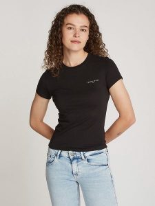 TOMMY JEANS Koszulka w kolorze czarnym rozmiar: XS. Czarne bluzki Tommy Jeans, xs, bez wzorów, z bawełny, bez kołnierzyka, bez ramiączek. Za 96,95 zł.