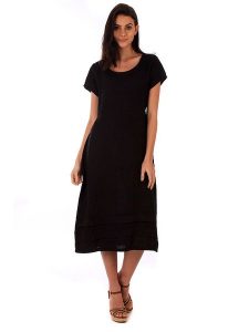 Lin Passion Lniana sukienka w kolorze czarnym rozmiar: 38/40. Czarne sukienki Lin Passion, bez wzorów, klasyczne, bez kołnierzyka, bez ramiączek, maxi, rozkloszowane. Za 113,99 zł.