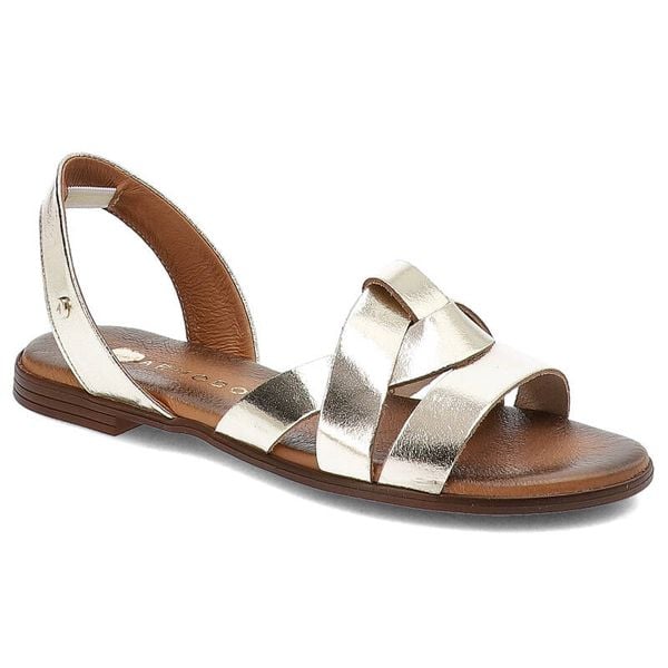 Złote Sandały Armodo Wygodne Obuwie Damskie. Żółte sandały Armodo, bez wzorów, bez obcasa, bez zapięcia. Za 219,00 zł.