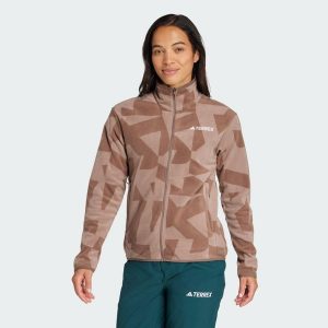 Bluza Terrex Multi Printed Full-Zip Fleece. Brązowe kurtki ADIDAS, l, bez wzorów, z materiału, bez kaptura. Za 299,00 zł.