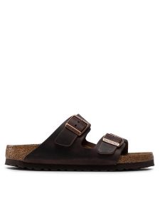 Birkenstock Klapki Arizona Bs 0452763 Brązowy. Brązowe klapki Birkenstock, bez wzorów, z nubiku, bez obcasa. Za 419,00 zł.